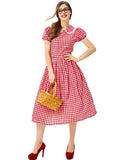 STYLISH FRANCE RED AND WHITE PLAID BEER FESTIVAL FARM DRESS
