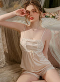 FASHION LACE CHEST COVERING PAJAMAS SHORTS SUIT