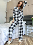 FASHION PLAID LONG SLEEVE SUIT PAJAMAS