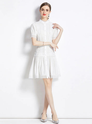 HOLLOW SLIM WAIST SHIRT DRESS