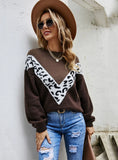 STYLISH LEOPARD PRINT PULLOVER ROUND NECK SWEATER