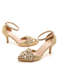 7 CM THIN-HEELED POINTED BEADED SANDALS