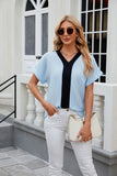 CONTRAST LAPEL CHIFFON SHIRT