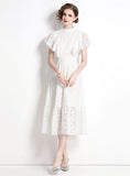 LACE WHITE SHORT SLEEVE DRESS