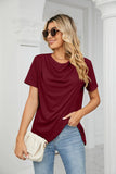 SOLID COLOR ROUND NECK SHORT SLEEVE T-SHIRT
