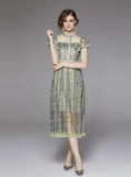 RETRO EMBROIDERED GAUZE LACE DRESS