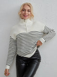 CLASSY LEISURE STRIPE LONG-SLEEVED SWEATER