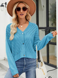CASUAL LOOSE V-NECK HOLLOW KNIT CARDIGAN SWEATER