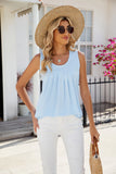 ROUND NECK PLEATED SLEEVELESS LOOSE CHIFFON VEST