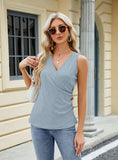 SOLID COLOR V-NECK BUTTON SLEEVELESS VEST