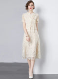 EMBROIDERED TASSEL BUTTON TOP+SKIRT SUIT