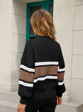 Women Zipper Lapel Sweater