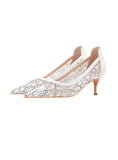 POINTED MESH LACE HIGH HEELS SHOES