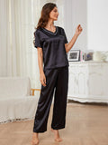 CASUAL V-NECK SHORT-SLEEVED TROUSERS SUIT