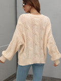 FASHION TWISTED ROPE SOLID COLOR LOOSE ROUND NECK SWEATER