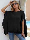 FASHION LOOSE BAT SLEEVE SHAWL SWEATER
