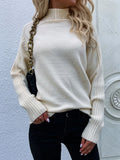 CLASSY SOLID COLOR TURTLENECK PULLOVER LOOSE SWEATER