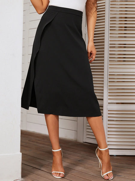 SPLIT KNITTED SOLID COLOR SKIRT