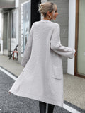 STYLISH SOLID COLOR POCKET LONG COAT SWEATER