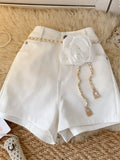 Chic Rose Chain-Detail Shorts