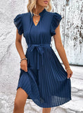 PLEATED SUMMER RUFFLED DRESS