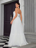 Tulle Butterfly A Line Layers Wedding Dress