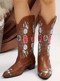Pointed Embroidered Riding Boots