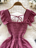 Short Mini Summer Vintage Elegance Red Jumpsuit