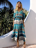 Fashion printed breasted beach holiday dress