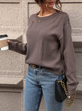 FASHION SOLID COLOR HOLLOW OUT SWEATER