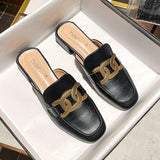 Flat-bottomed Metal Thick Heels Slipper