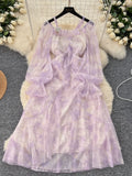 Flowing Sleeves Soft Pastel Hues Maxi Dress
