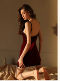 FASHION LACE SUSPENDER VELVET NIGHTDRESS HOME CLOTHES