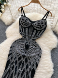Black Sparkle Slimming Sling Hip Dress