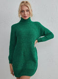 CLASSY HIGH-NECKED CHENILLE KNITTED SWEATER DRESS