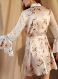 FASHION SEXY BATHROBE SATIN LACE NIGHTGOWN