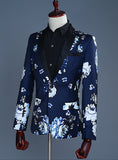 Formal Men's Suits with Large Flower Printed