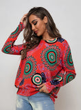 FASHION PRINTED LOOSE LONG-SLEEVED ROUND NECK SWEATER