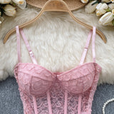 Soft Pink Lace Bustier Top