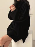 Long Sleeve Split Turtle Neck Oversized Sweater