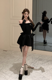 Stylish Long - Sleeve Mini Dress with Off - the - Shoulder Design
