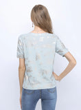 CLASSY HOT STAMPING PRINT LOOSE SHORT SLEEVE SWEATER