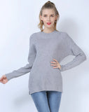 CLASSY ROUND NECK SOLID COLOR LONG SLEEVE SLIM SWEATER