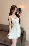 Elegant Lilac Sling Mini Dress with Ruffled Detail