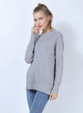 CLASSY ROUND NECK SOLID COLOR LONG SLEEVE SLIM SWEATER