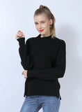 CLASSY ROUND NECK SOLID COLOR LONG SLEEVE SLIM SWEATER