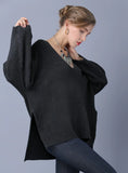CLASSY LONG SLEEVE V-NECK SOLID COLOR PULLOVER SWEATER