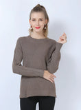 CLASSY ROUND NECK SOLID COLOR LONG SLEEVE SLIM SWEATER