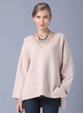 CLASSY LONG SLEEVE V-NECK SOLID COLOR PULLOVER SWEATER