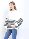 CLASSY STRIPED ROUND NECK LOOSE SWEATER